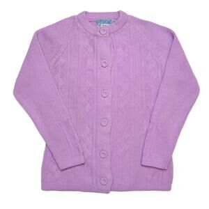 Vintage 60s Korvettes Cardigan Sweater Purple Ribbed Women's Small Retro Mod